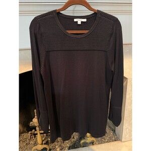 Chico's Ribbed Long Sleeve Black Sweater size M with zipper embellishment